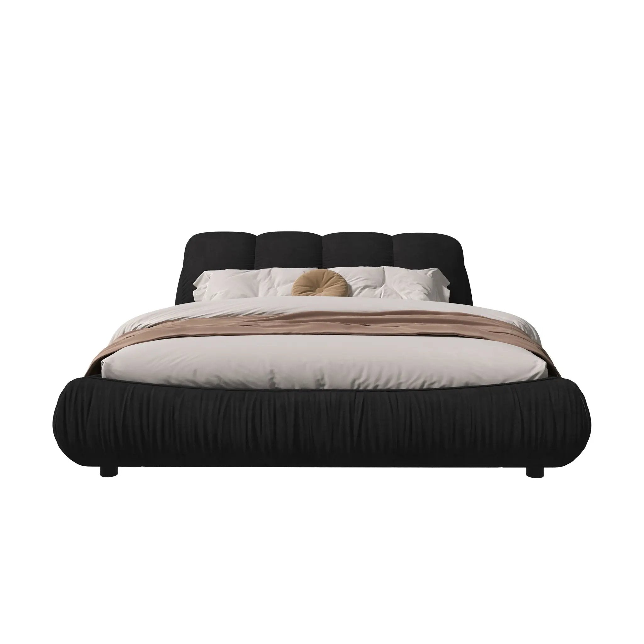 Luxury Upholstered Platform Bed With Oversized Padded Backrest And Solid Wood Frame by HouseOfZazla
