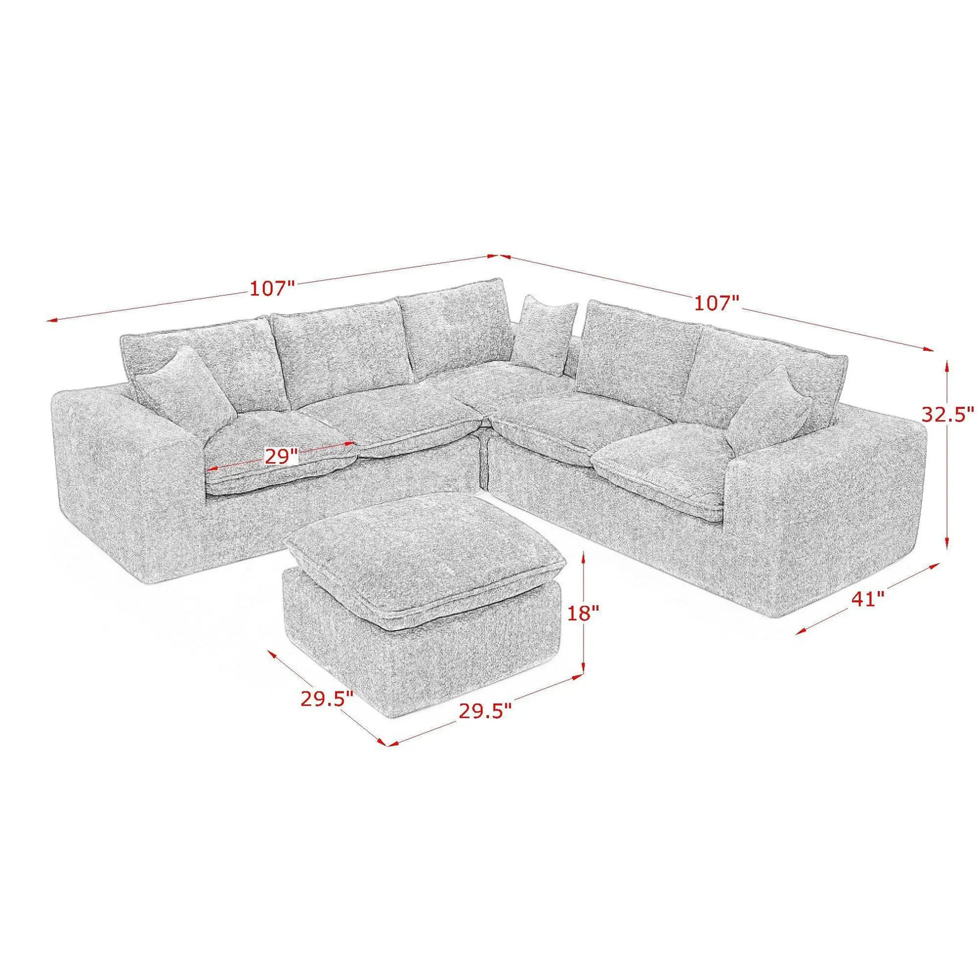 Sectional Sofa With Moveable Ottoman by HouseOfZazla