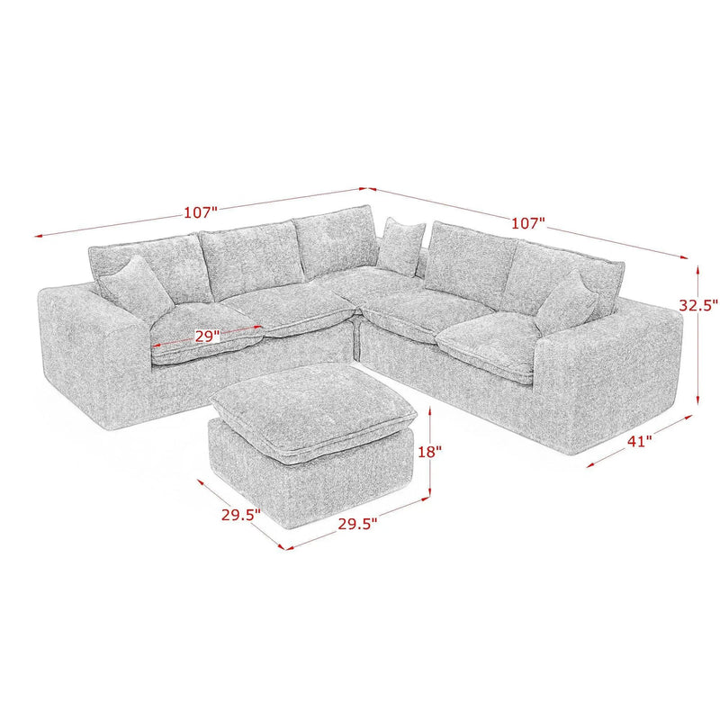 Sectional Sofa With Moveable Ottoman by Unique Piece Furniture