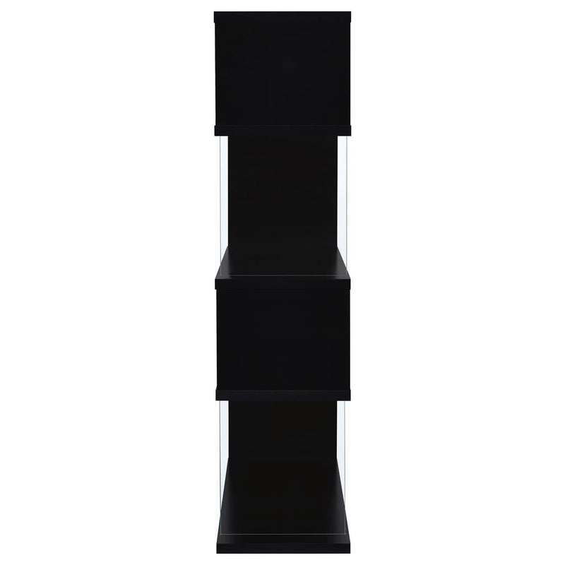 Emelle 63-inch 4-shelf Glass Panel Bookshelf Black by Unique Piece Furniture