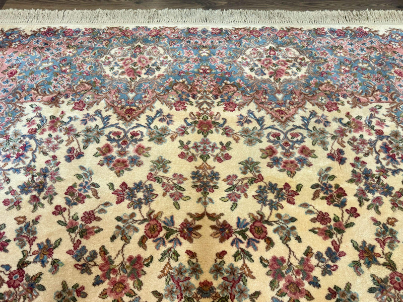 8.8 x 10.6 Karastan Kirman Rug #788, Wool Vintage Discontinued Floral Carpet by Jewel Rugs