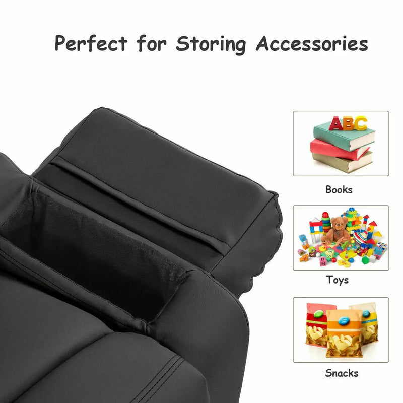 Kids Deluxe Headrest Recliner Sofa Chair with Storage Arms by DirectDeals