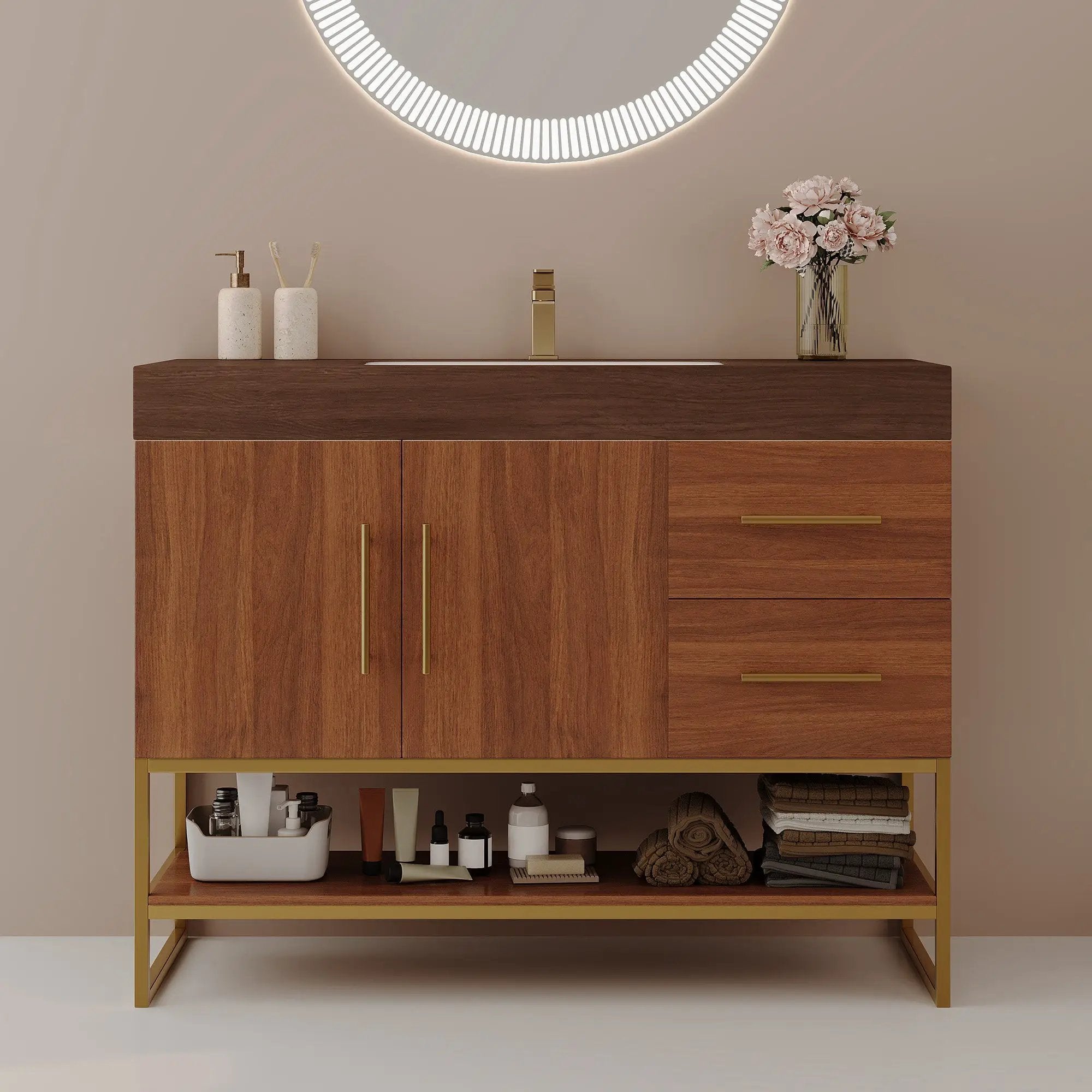 36" Modern Free-Standing Bathroom Vanity with Seamless Ceramic Sink by HouseOfZazla