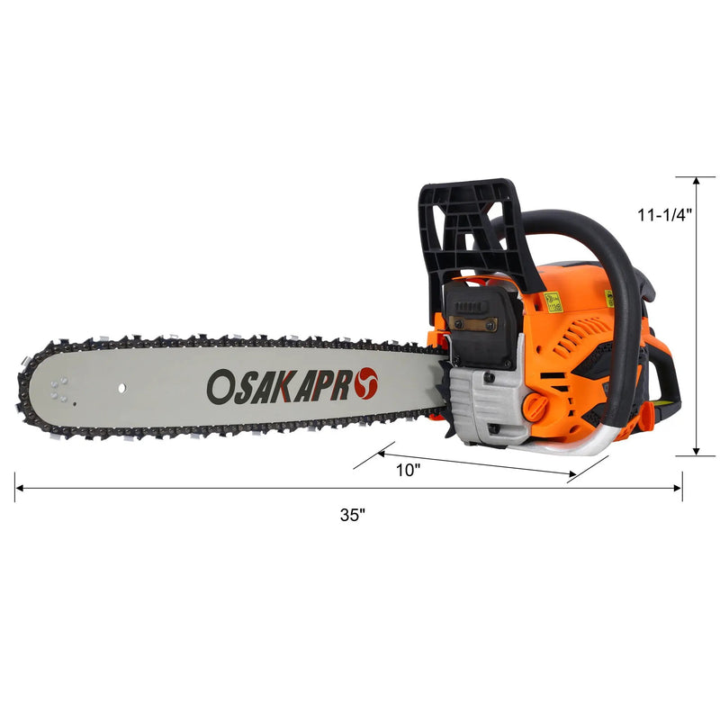 62Cc Gas Powered 20" Chainsaw with Aluminium Body - Orange by HouseOfZazla