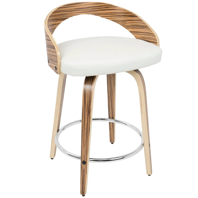 Grotto - Contemporary Fixed Height Counter Stool & Swivel With Round Footrest (Set of 2) by HouseOfZazla