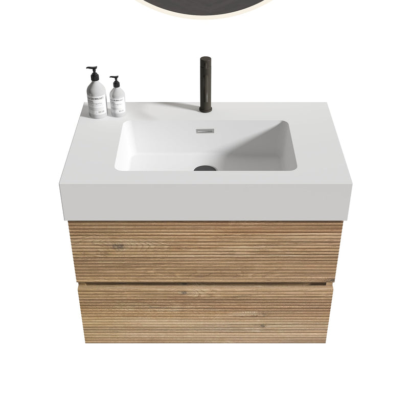 Grace 30 Rough Oak Wall-Mounted Bathroom Vanity by HouseOfZazla
