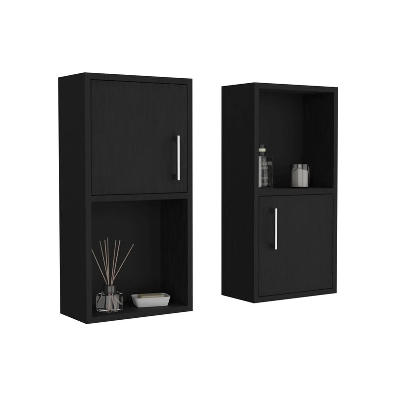 Wall Mounted Bathroom Medicine Cabinet Eak Two Doors, Two Shelves - Black by HouseOfZazla