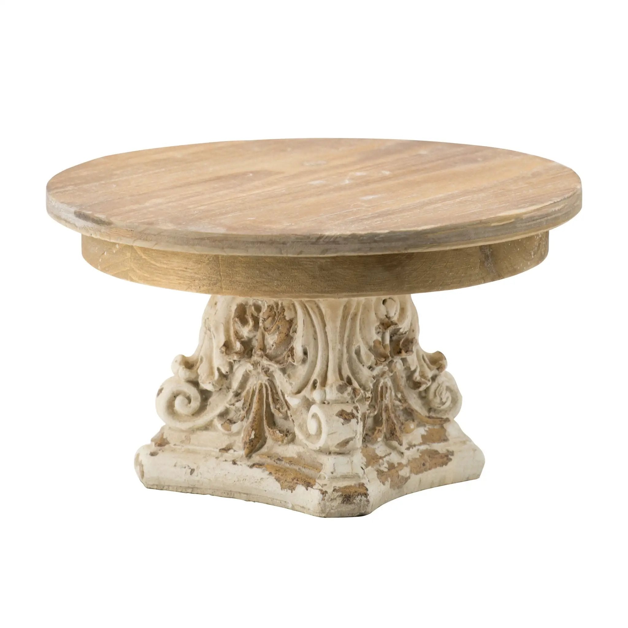 Cake Stand, Cake Plate With Magnesium Base - Cream / Brown by Unique Piece Furniture