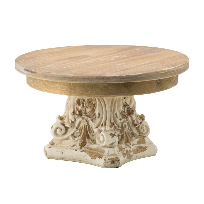 Cake Stand, Cake Plate With Magnesium Base - Cream / Brown by Unique Piece Furniture