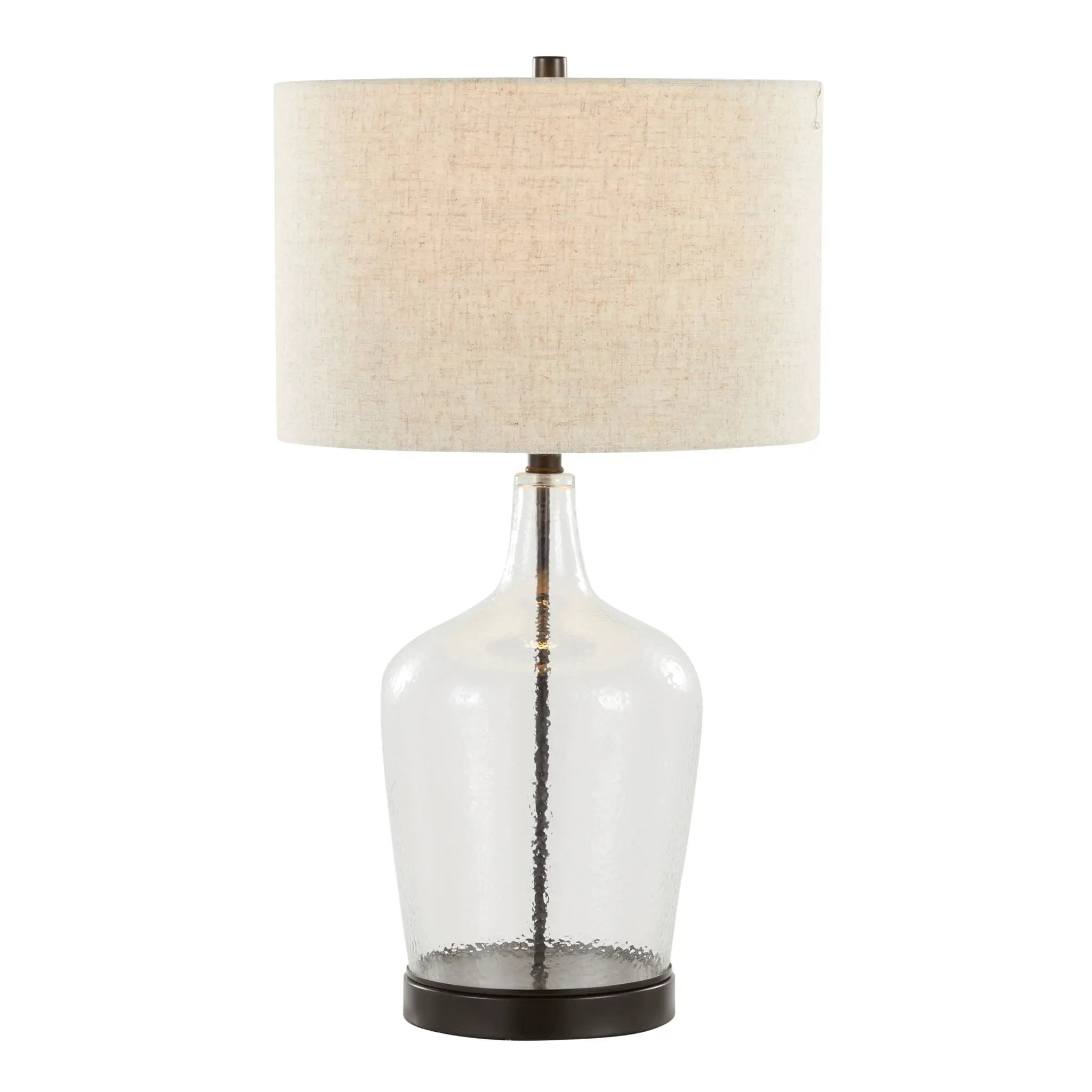 Botella - Contemporary Table Lamp Built In USB Port (Set of 2) - Clear / Oil Bronze / Natural by HouseOfZazla
