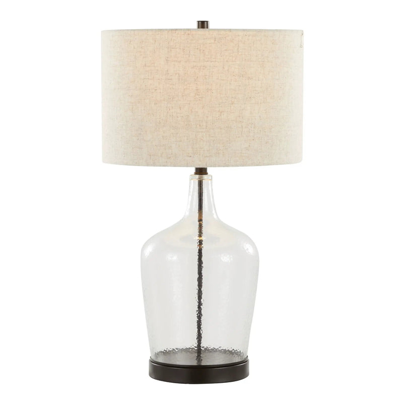 Botella - Contemporary Table Lamp Built In USB Port (Set of 2) - Clear / Oil Bronze / Natural by HouseOfZazla