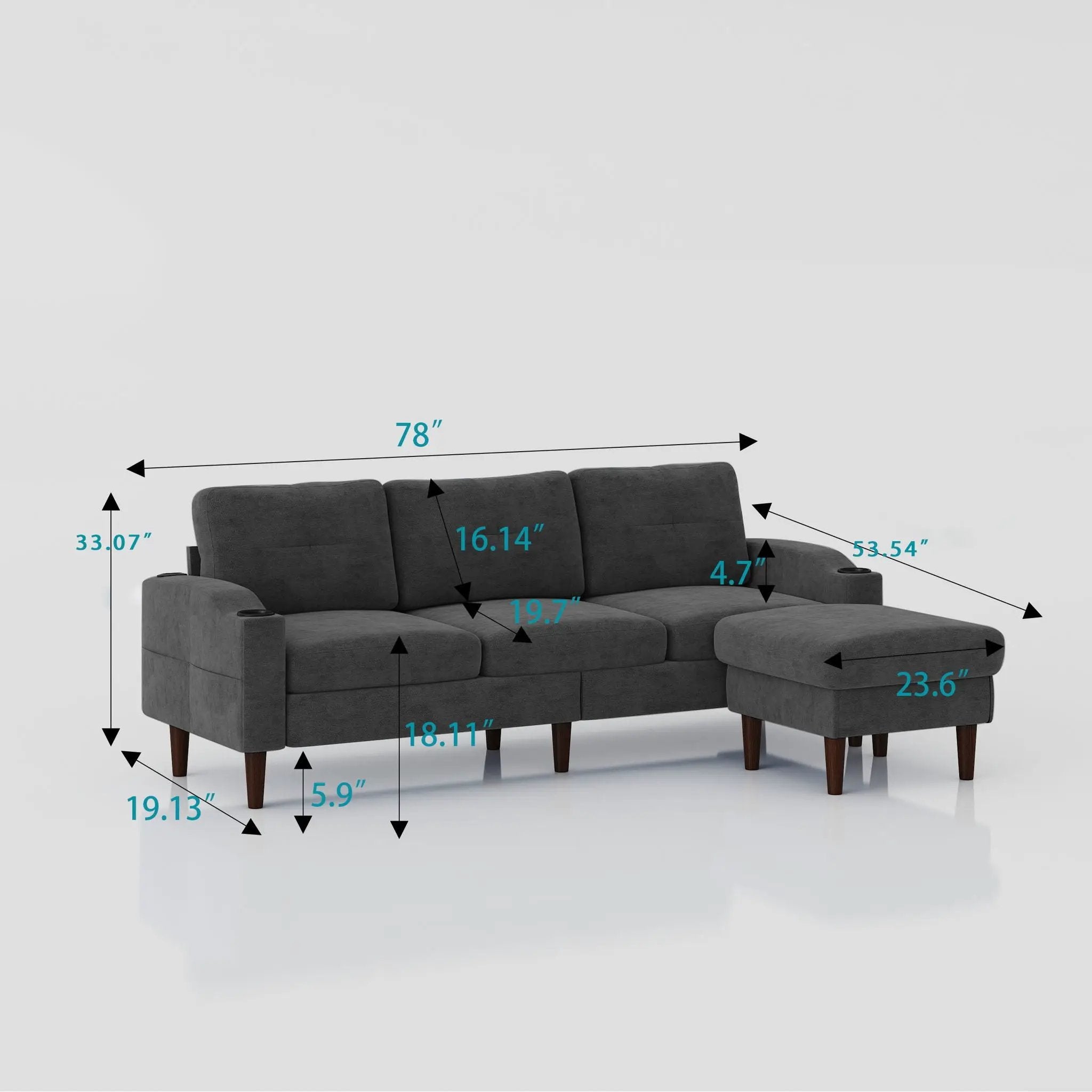 3 Seater Convertible Combination L Shaped Sofa With Footstools With Storage by Unique Piece Furniture