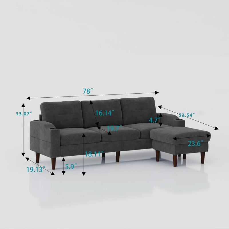 3 Seater Convertible Combination L Shaped Sofa With Footstools With Storage by Unique Piece Furniture
