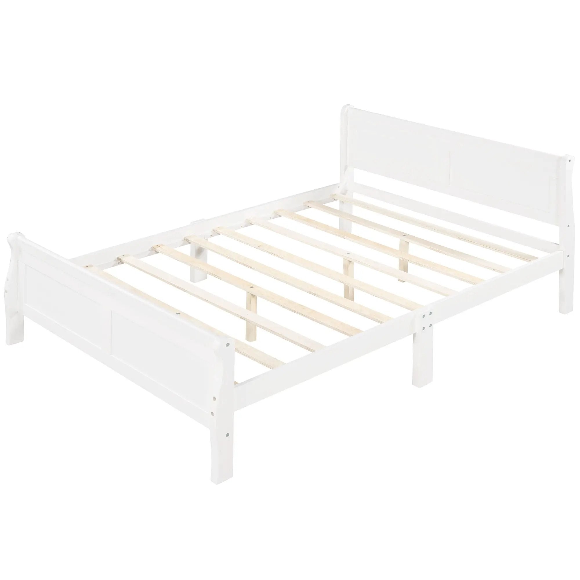 Platform Bed Frame Mattress Foundation Sleigh Bed With Headboard / Footboard / Wood Slat Suppor by HouseOfZazla