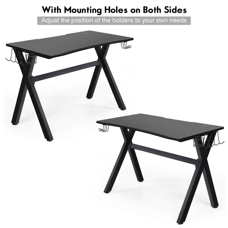 Ergonomic Gaming Desk with Mousepad and Cup Headphone Holder by DirectDeals