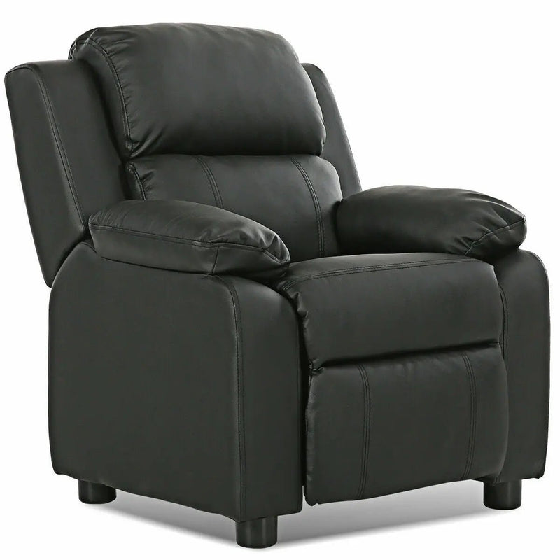 Kids Deluxe Headrest Recliner Sofa Chair with Storage Arms by DirectDeals