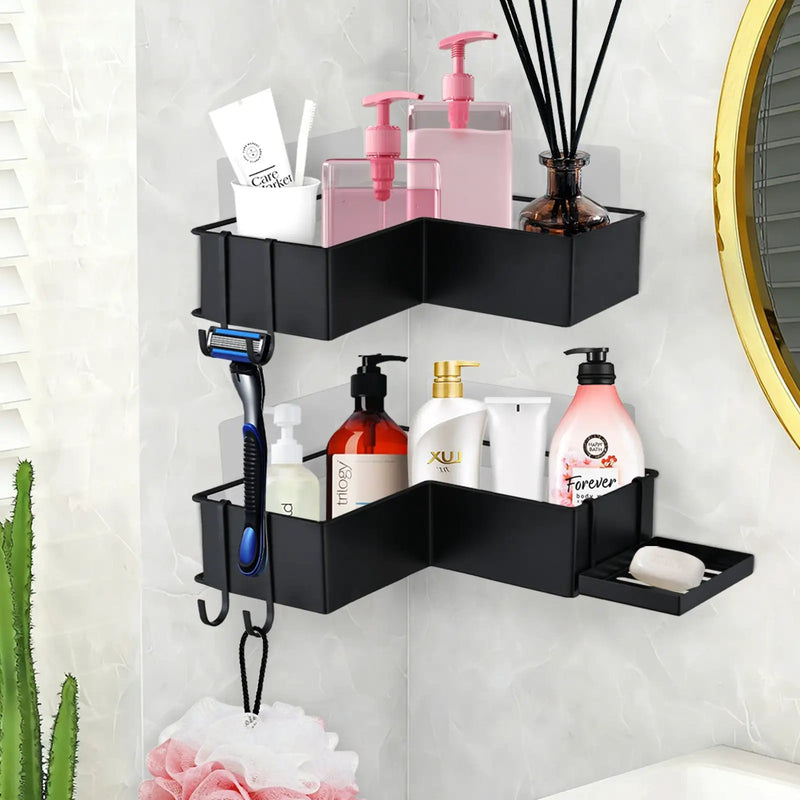 2-Pack Drill-Free Adhesive Corner Shower Caddy Organizer by HouseOfZazla