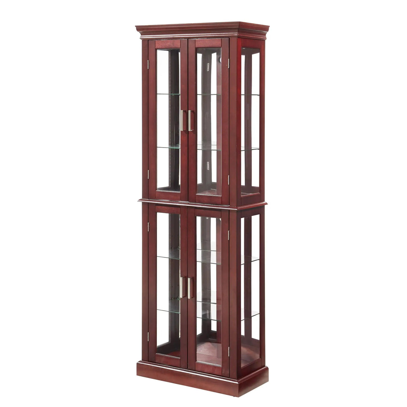 Curio Cabinet Lighted Curio Diapaly Cabinet With Adjustable Shelves And Mirrored Back Panel, Tempered Glass Doors (6 Tier), (E26 Light Bulb Not Included) by Unique Piece Furniture