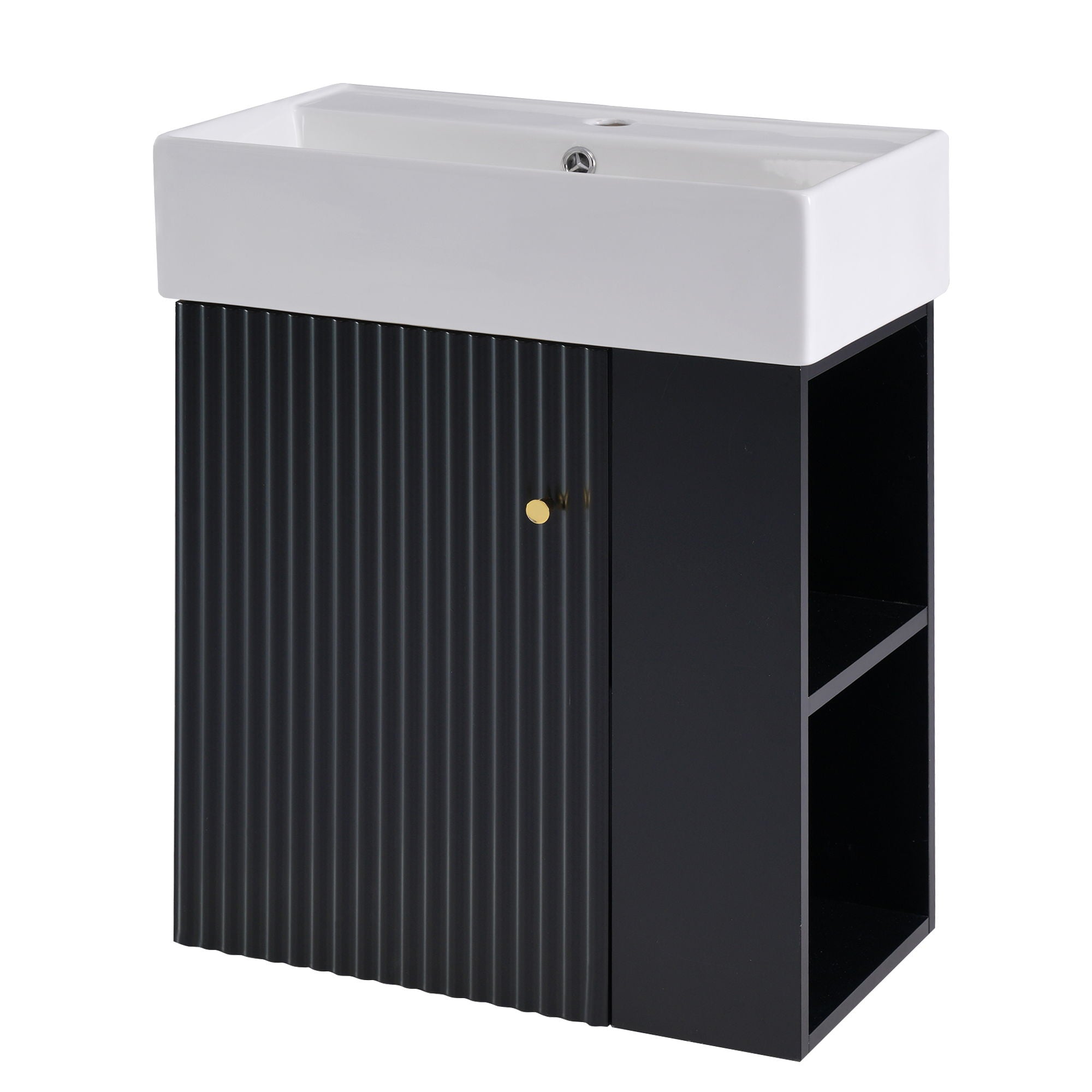 Modern Floating Bathroom Vanity With Ceramic Basin Perfect For Small Bathrooms by HouseOfZazla