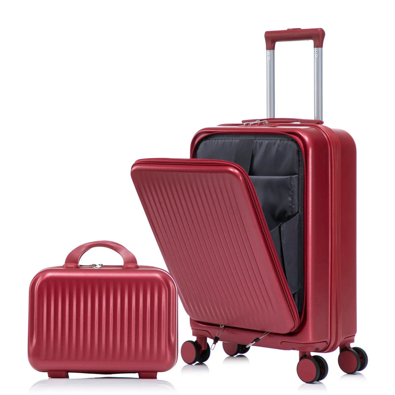 14'/20' 2 pcs ABS Spinner Wheel Luggage Set with Combination Lock and Front Opening Design by HouseOfZazla