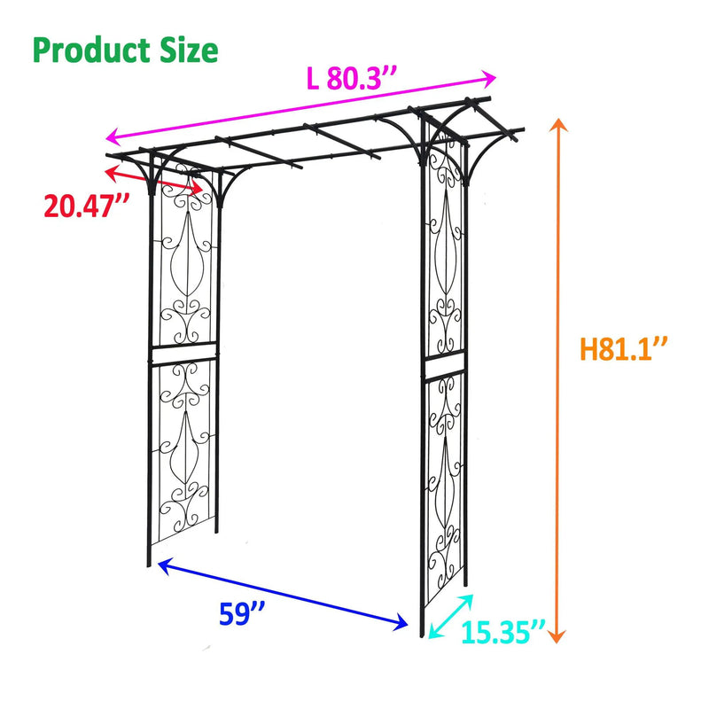 Metal Garden Arch Climbing Plants Support Rose Arch Outdoor - Black by Unique Piece Furniture