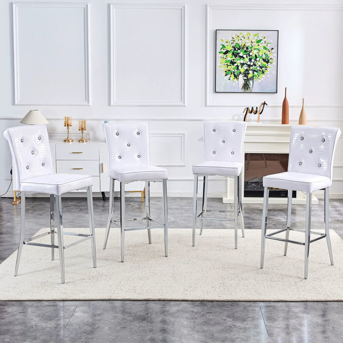 Bar Chairs & Crystal Clasp Design (Set of 2) by Unique Piece Furniture