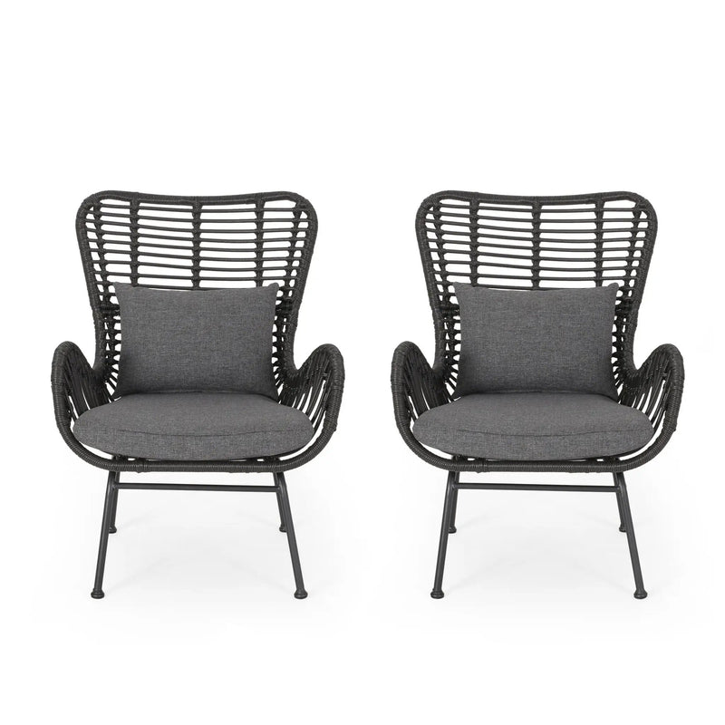 Modern Aesthetic Outdoor Rattan Accent Chair With Metal Legs by HouseOfZazla