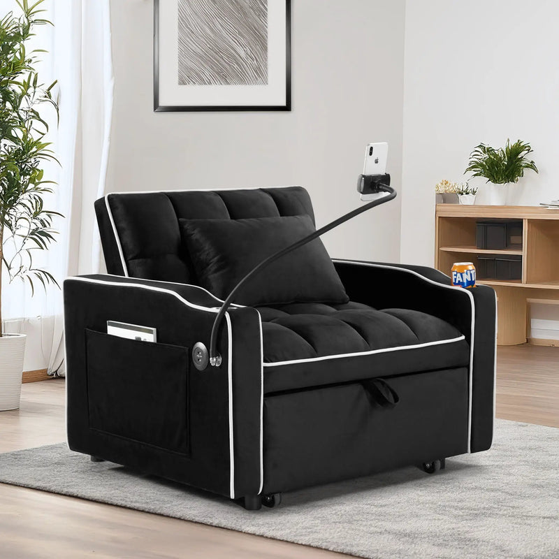 Convertible Sleeper Chair Sofa Bed Adjustable Pull Out Sleeper Chair Bed Multi-Pockets Folding Sofa Bed For Living Room Bedroom Small Space, 3 In 1 Sofa Bed by Unique Piece Furniture