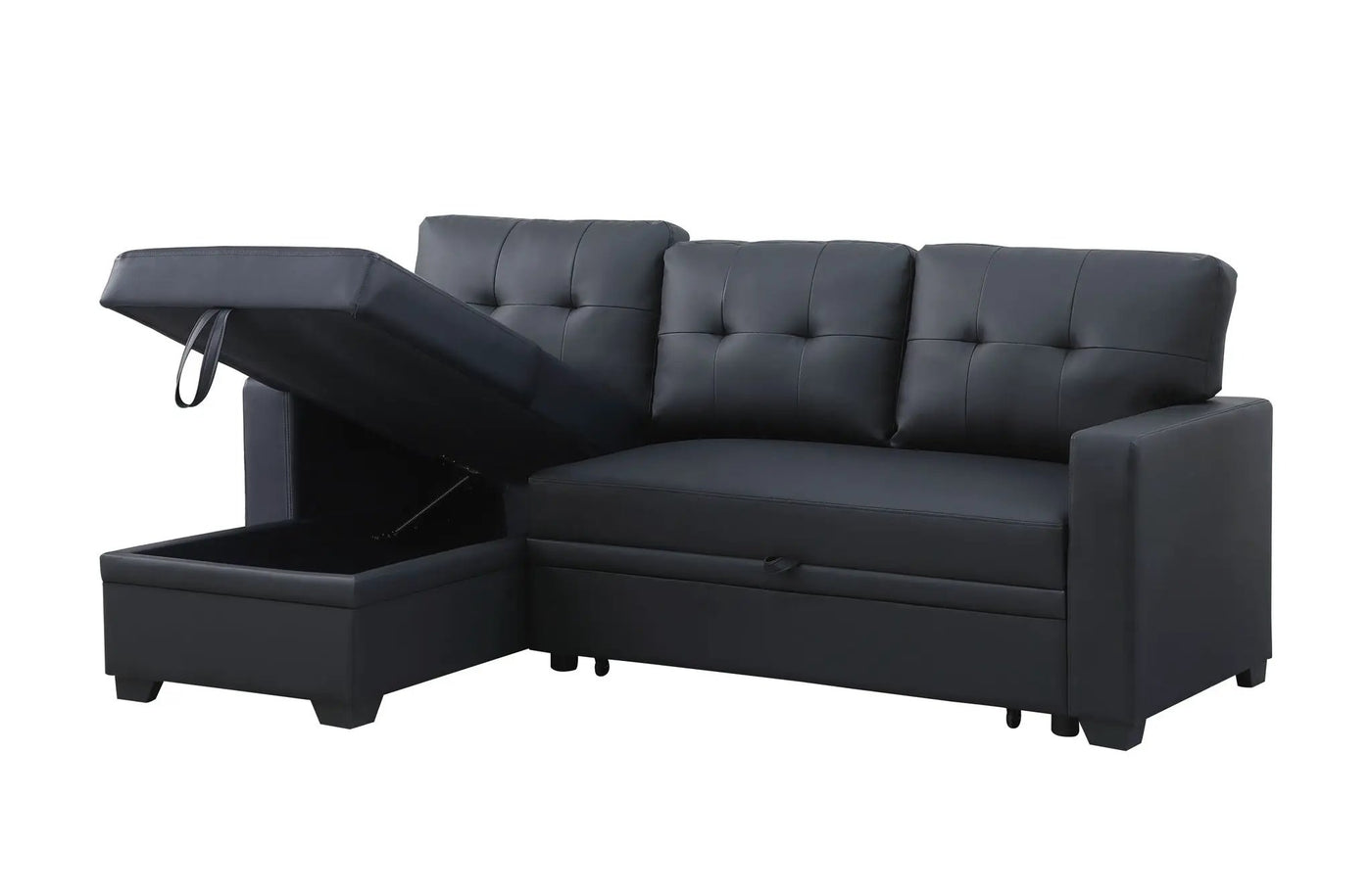 Upholstered Pull Out Sectional Sofa With Chaise by Unique Piece Furniture