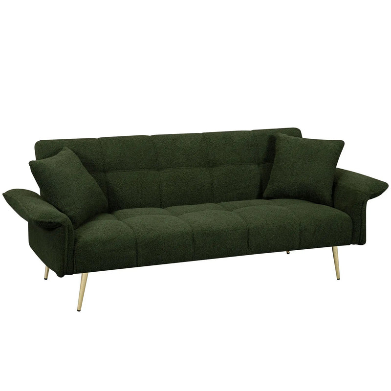 Convertible Double Futon Sofa Bed With Folding Armrests For Living Rooms by Unique Piece Furniture