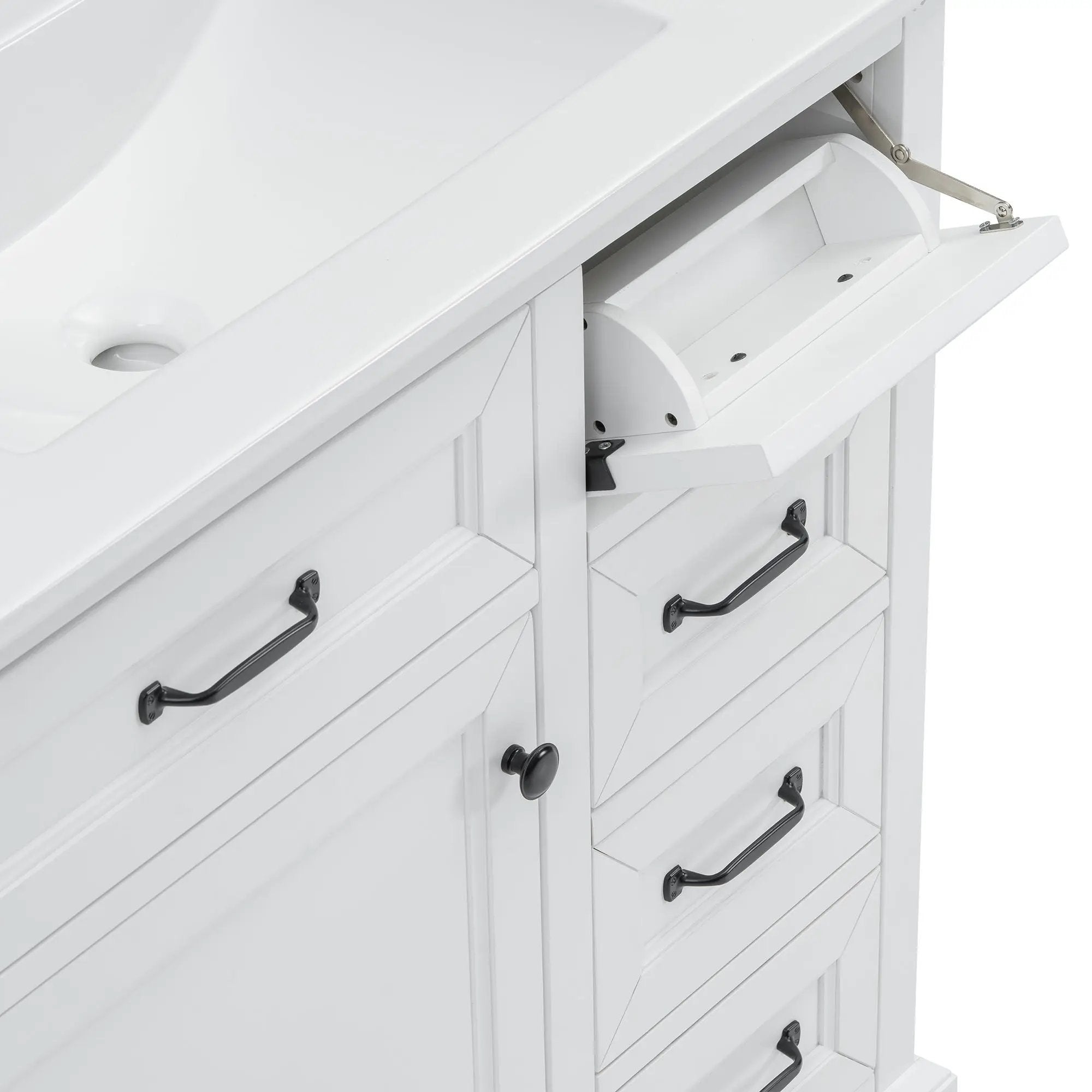 36" Bathroom Vanity With Sink, 2 Tip-Out Drawers, Soft Close Hinges by HouseOfZazla
