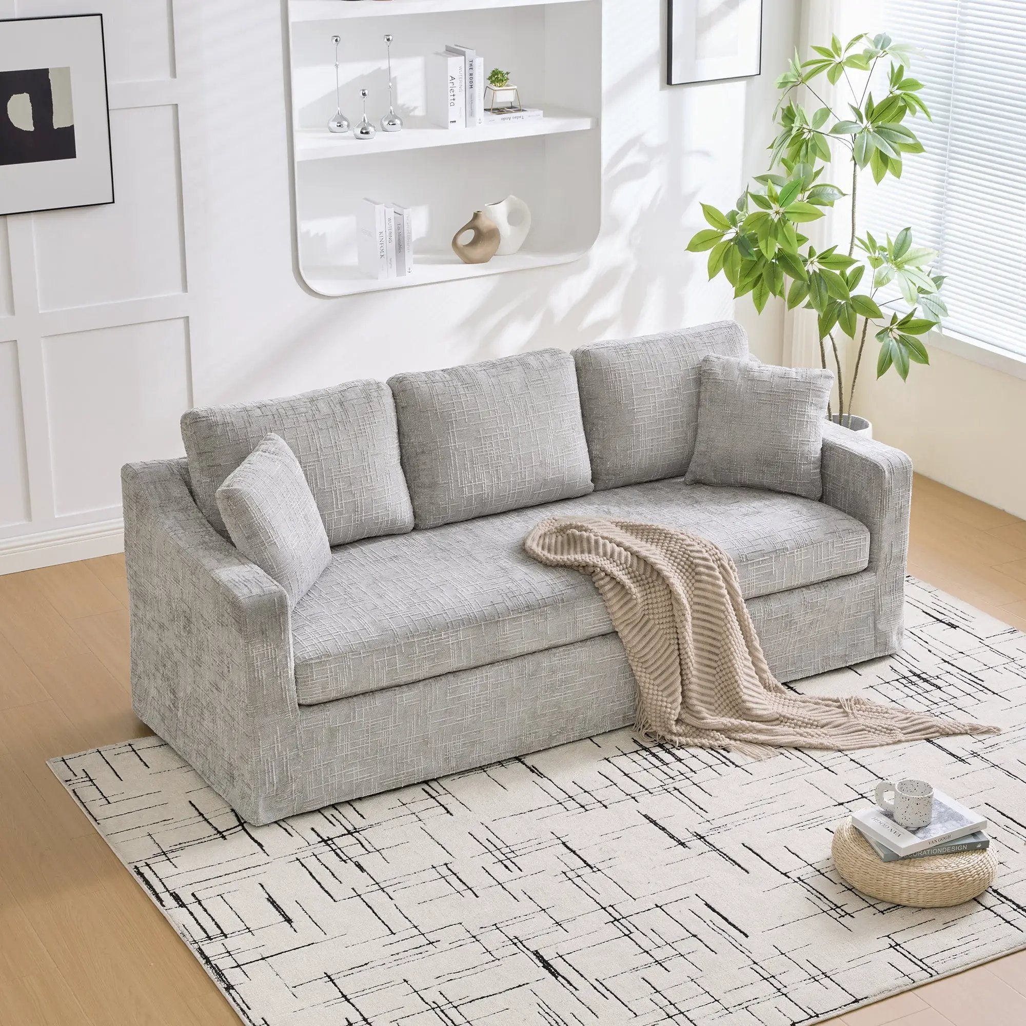 83.86" Wide Modern Casual Sofa by HouseOfZazla