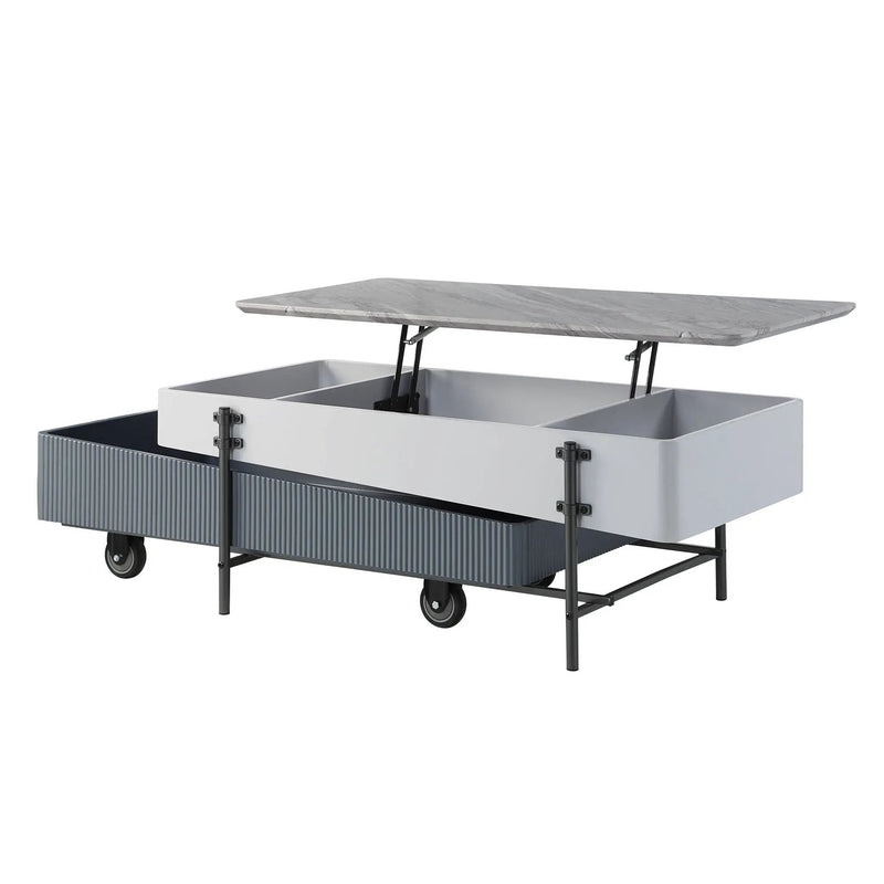 Wilkins - High Gloss Coffee Table With Lift Top - Gray / White by Unique Piece Furniture