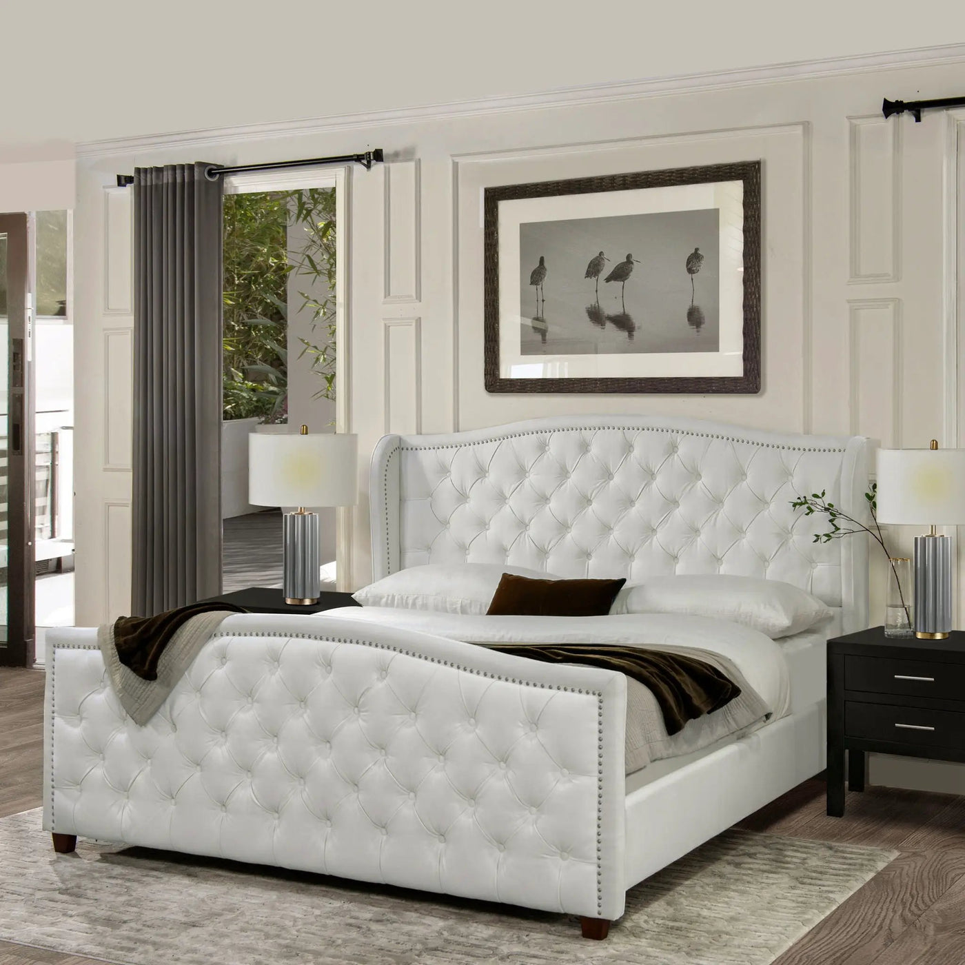 Marcella - Upholstered Shelter Headboard Bed Set by Unique Piece Furniture