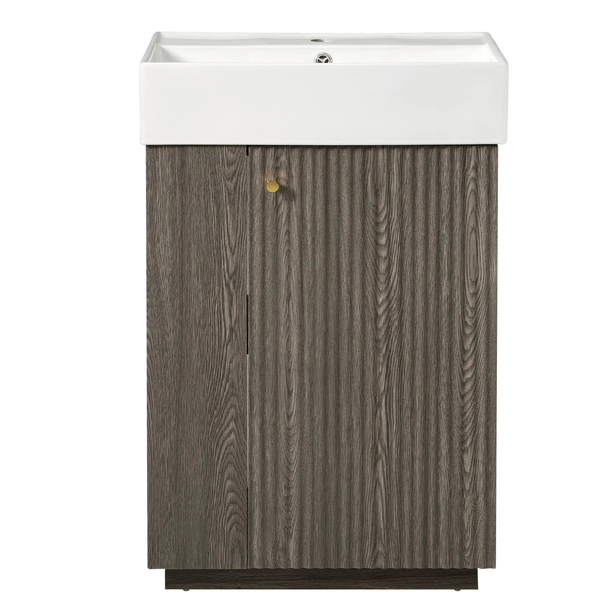 Bathroom Vanity With Sink, Freestanding Wood Grain Cabinet With Storage by Unique Piece Furniture