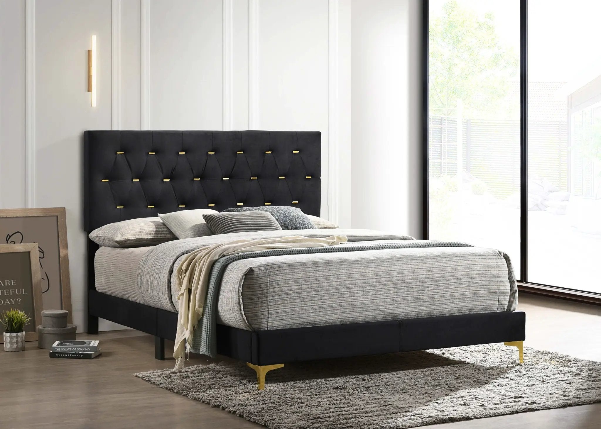Kendall Upholstered Queen Panel Bed Black by Unique Piece Furniture