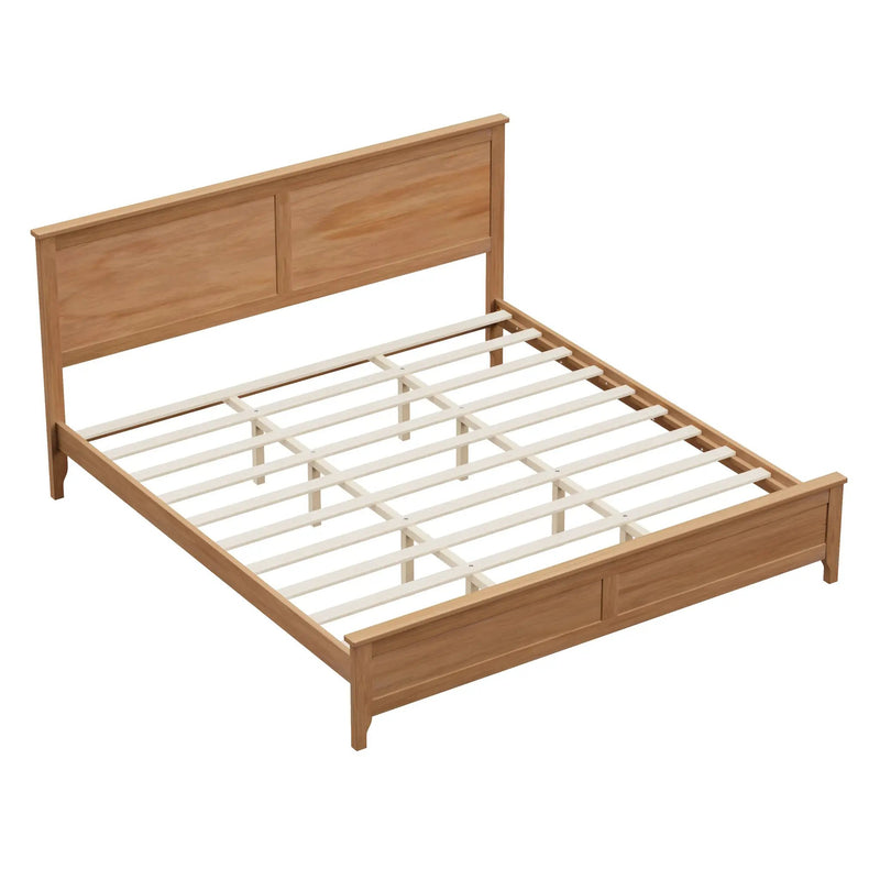 Modern Solid Wood King Size Platform Bed with Sturdy Wooden Slats Support by HouseOfZazla