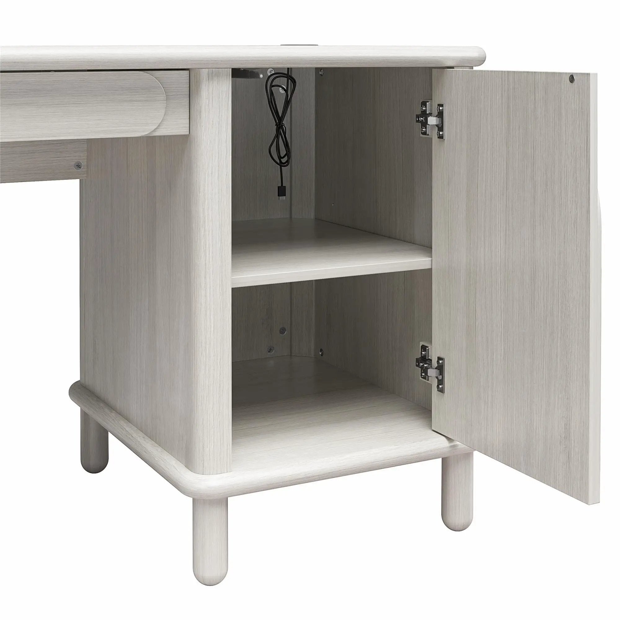 Selena - Double Pedestal Desk - Rustic White by HouseOfZazla
