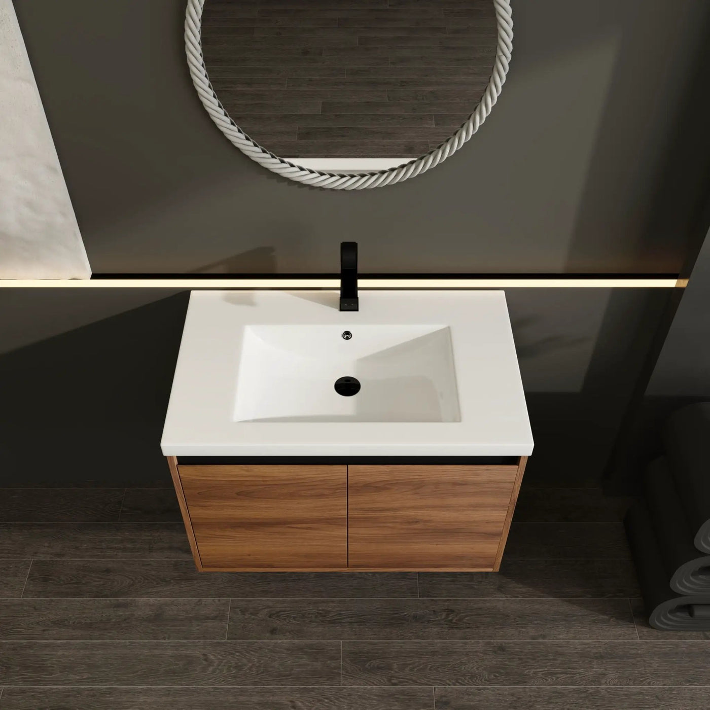 Bathroom Vanity Set With Resin Countertop Sink And 2 Doors, Engineered Wood by HouseOfZazla
