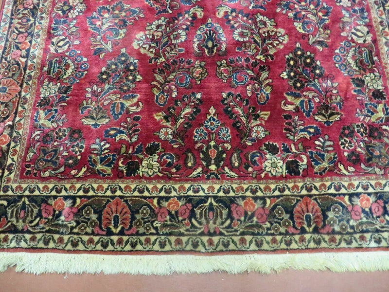 Persian Sarouk Rug 4x6, Red, Floral, Antique by Jewel Rugs