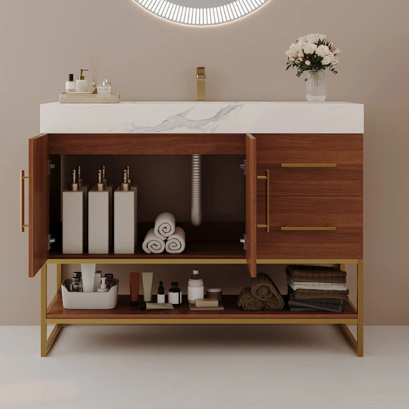 36" Modern Free-Standing Bathroom Vanity with Seamless Ceramic Sink by HouseOfZazla