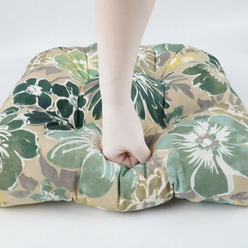 Outdoor Chair Cushions Set of 2, 19 x 19 x 4 Inch Tufted Seat Cushions by HouseOfZazla