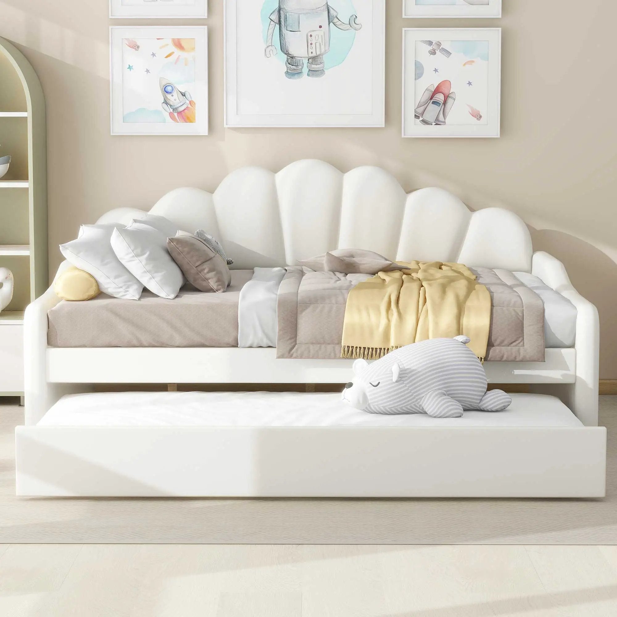Upholstery Daybed Frame With Shell Shaped Backrest by HouseOfZazla