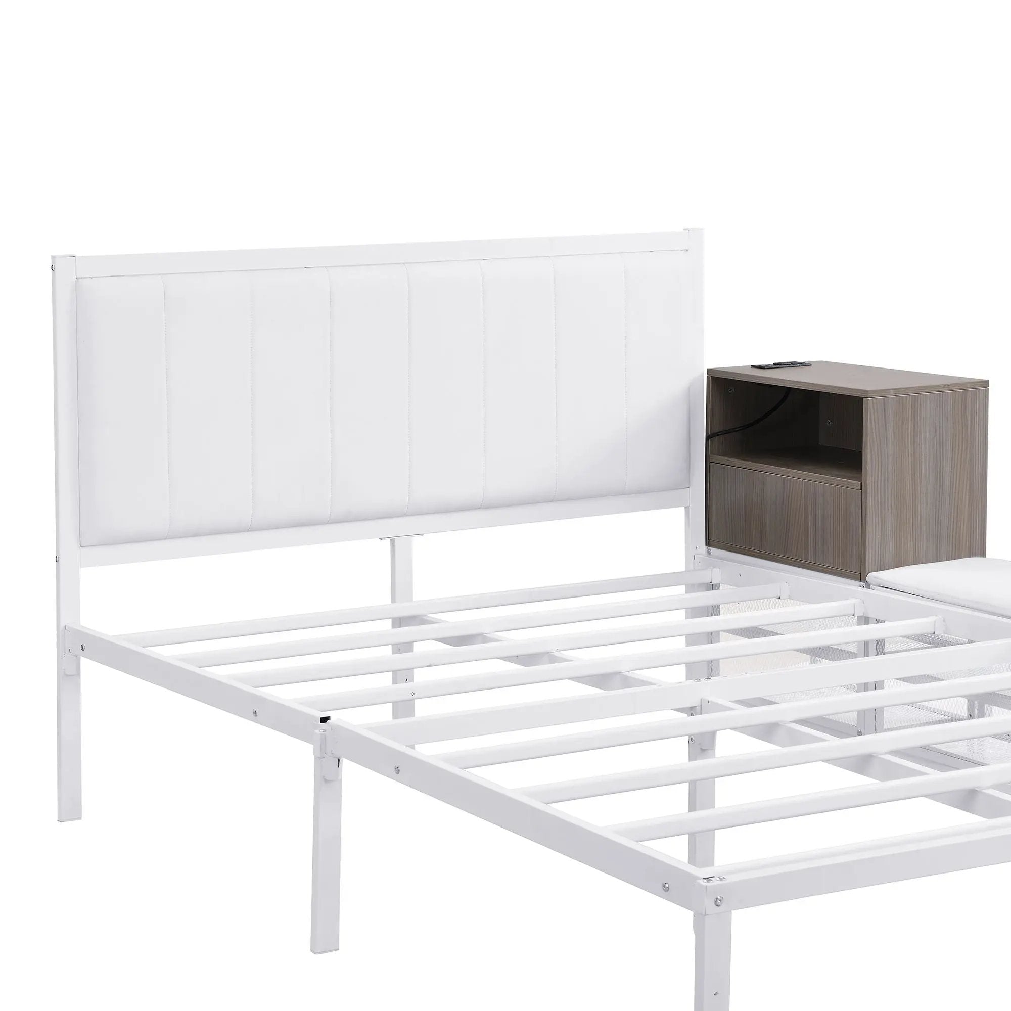Platform Bed With 2 Tier Storage Shelves, Storage Cabinet by Unique Piece Furniture
