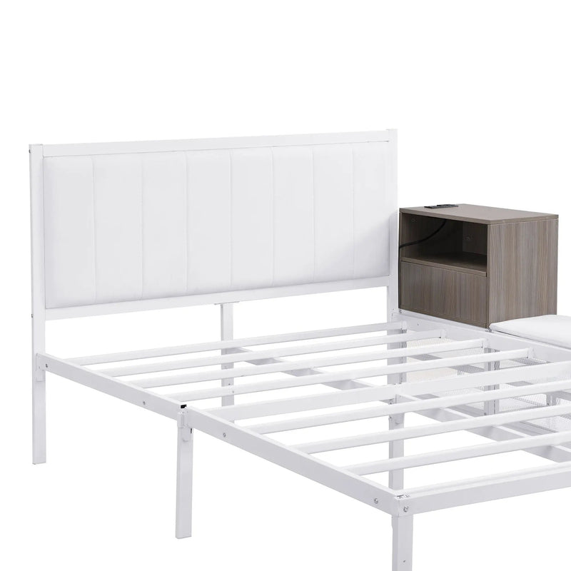 Platform Bed With 2 Tier Storage Shelves, Storage Cabinet by HouseOfZazla