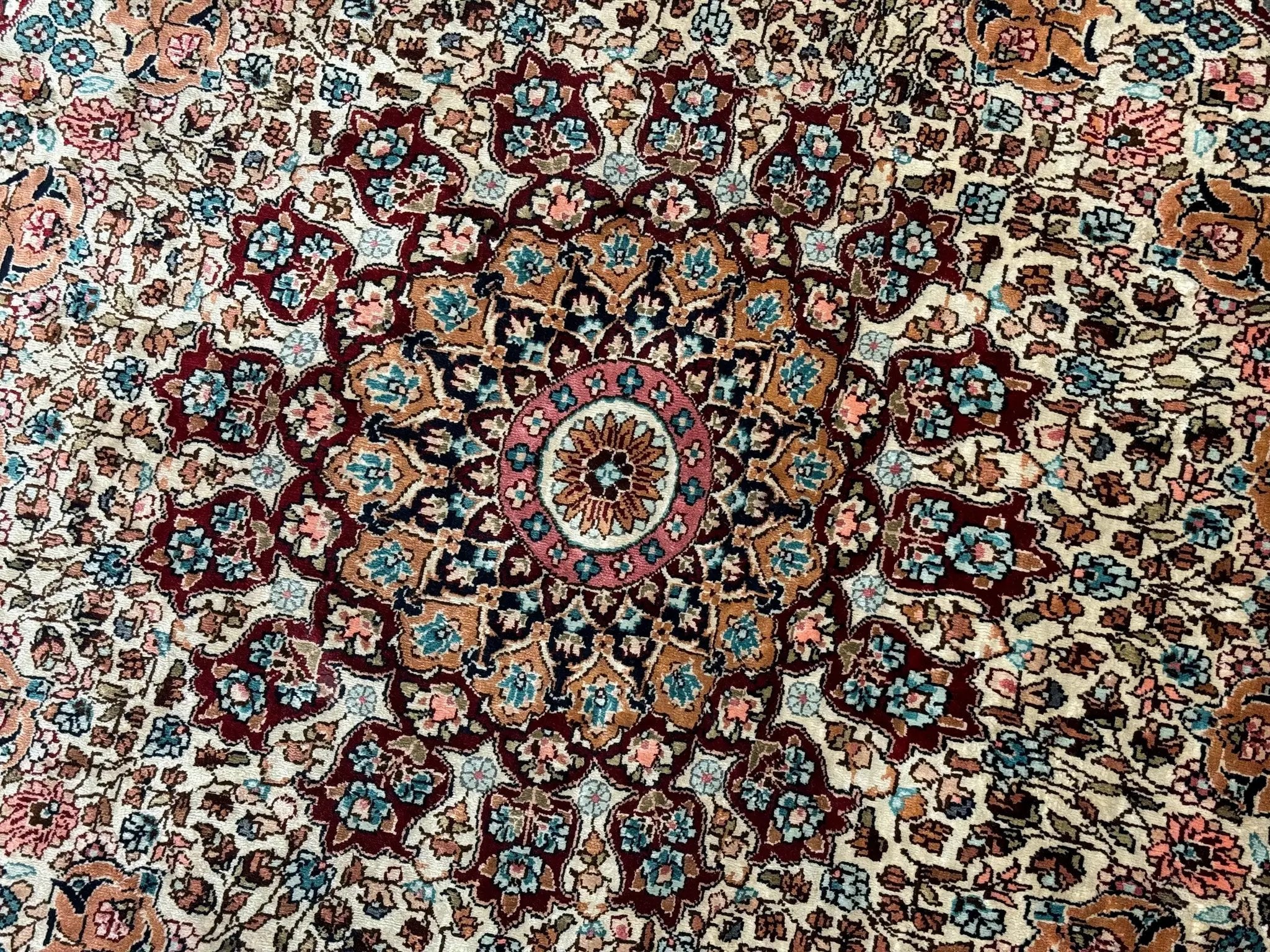 Round Silk Rug 3x3, Extremely Fine 580 KSPI, Sino Persian Round Handmade Carpet, Silk on Silk by Jewel Rugs