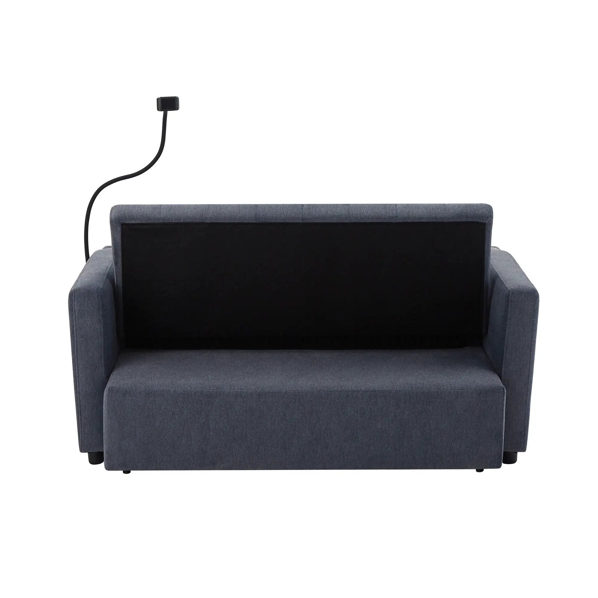 Convertible Sofa Bed Loveseat Sofa With Three USB Ports, Two Side Pockets, Two Cup Holders And 360° swivel Phone Holder For Living Room by HouseOfZazla