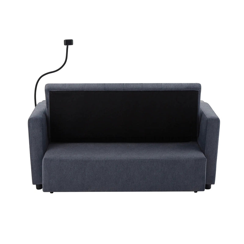 Convertible Sofa Bed Loveseat Sofa With Three USB Ports, Two Side Pockets, Two Cup Holders And 360° swivel Phone Holder For Living Room by HouseOfZazla