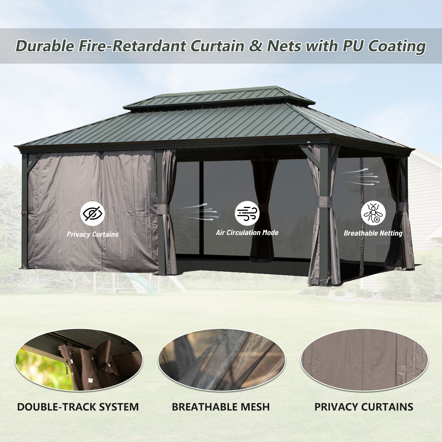 12' x 20' Hardtop Gazebo with Double Roof Canopy by HouseOfZazla