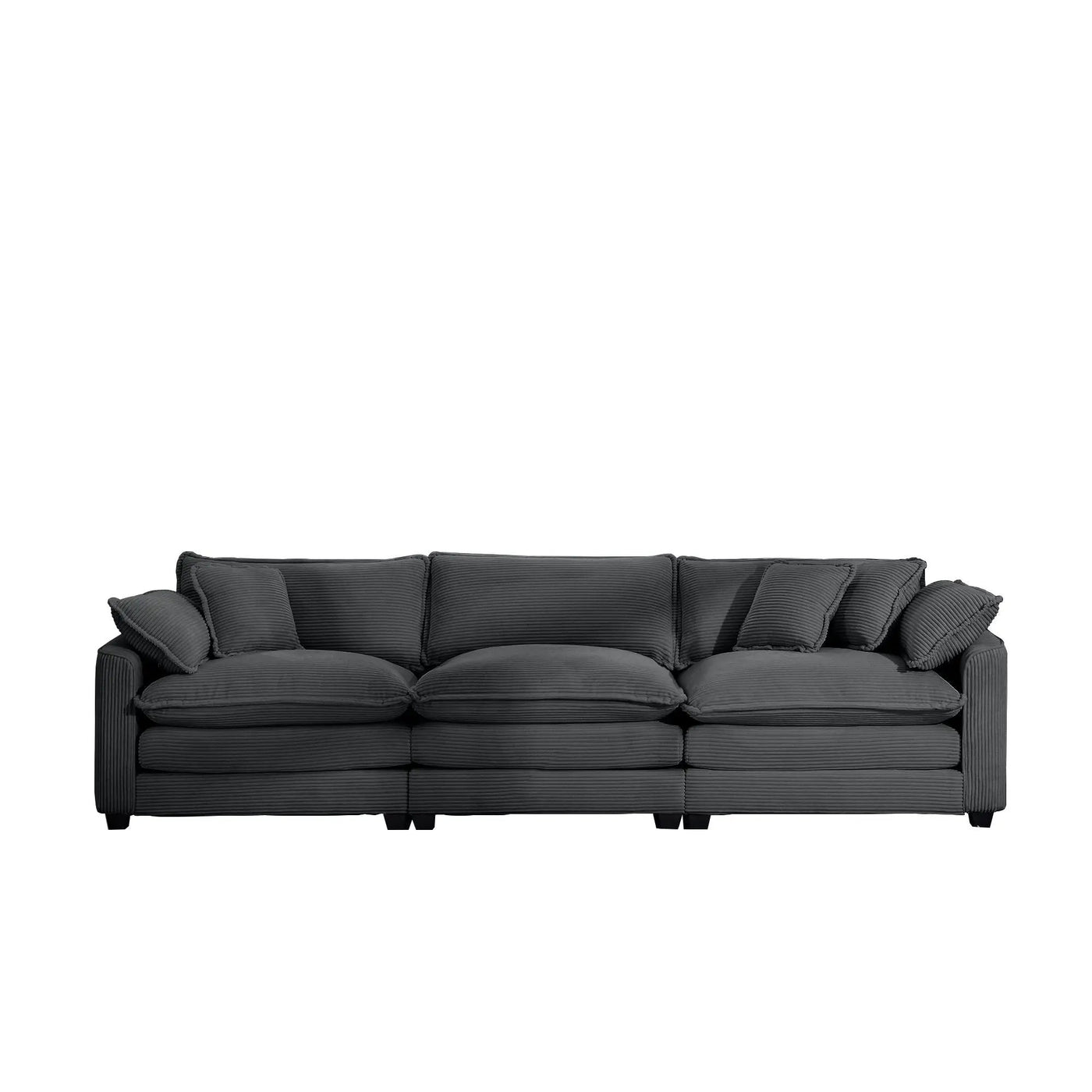 Mid-Century Modern 3 Seater Sectional Sofa With Arm And Throw Pillows by Unique Piece Furniture